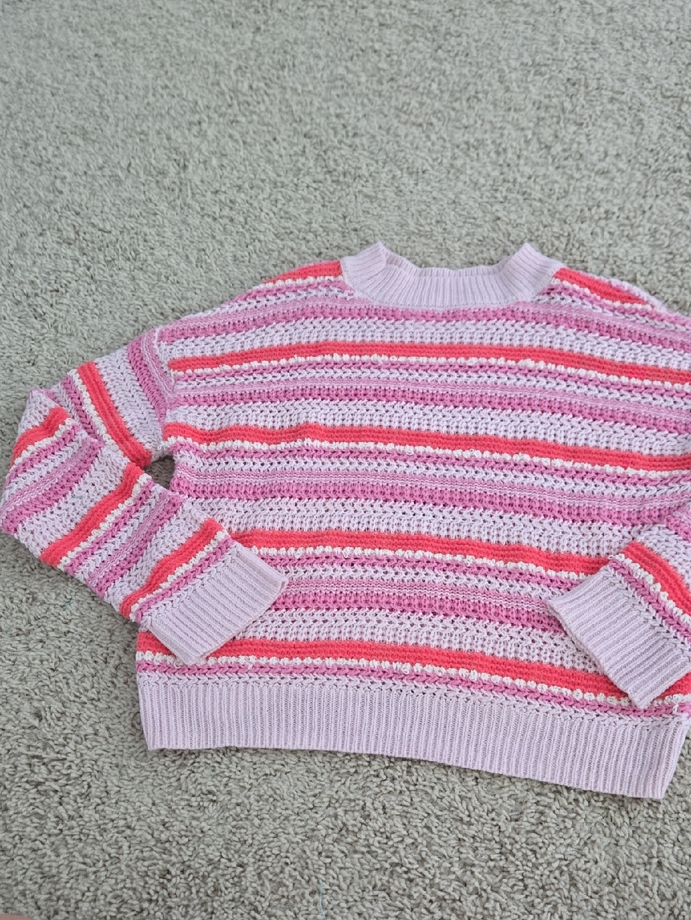 Pink Striped Sweater Size Large